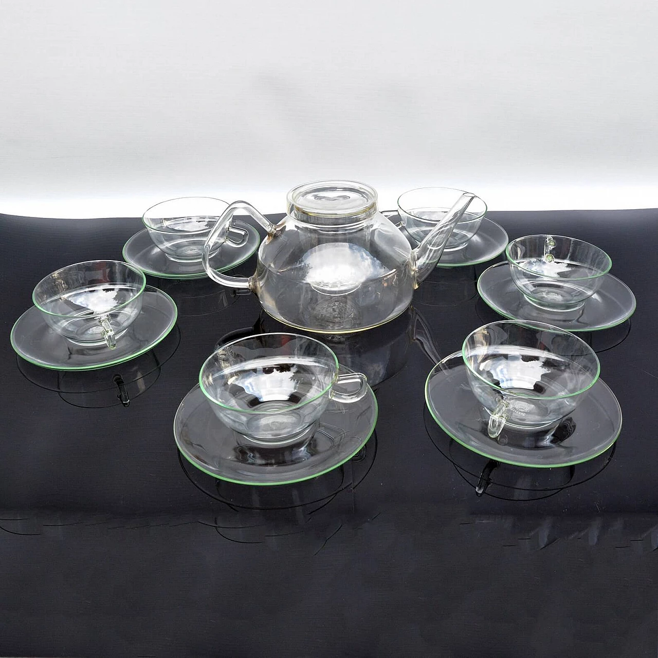 Servizio da tè in vetro Jena di Ilse Decho, anni '70 9