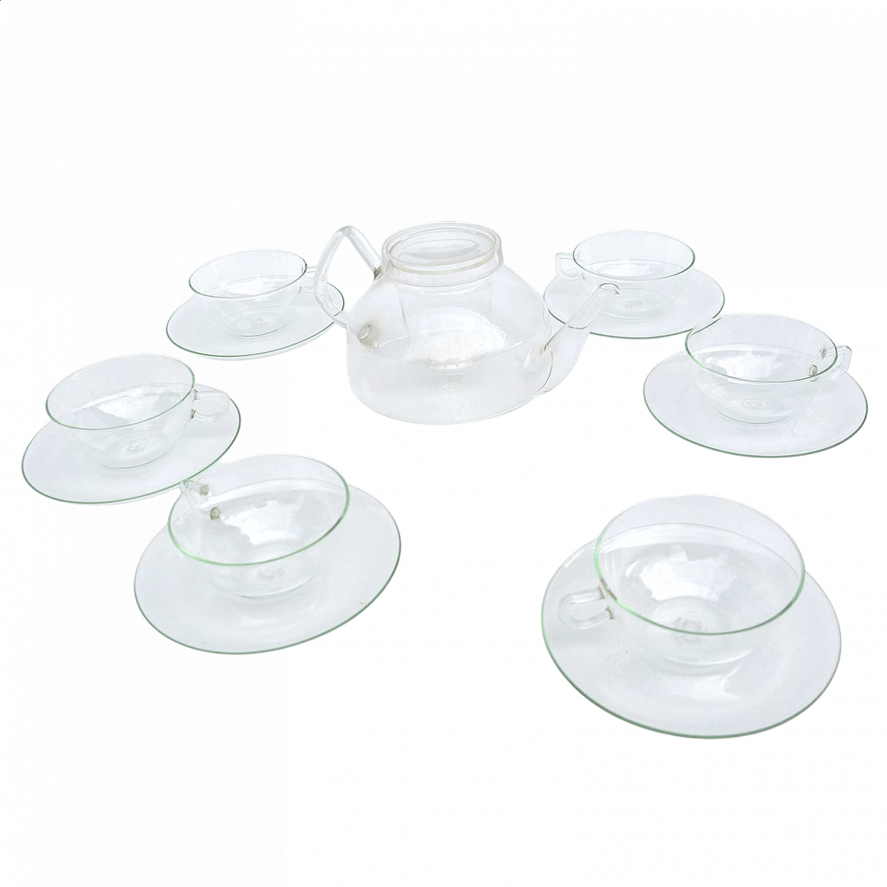 Servizio da tè in vetro Jena di Ilse Decho, anni '70 11