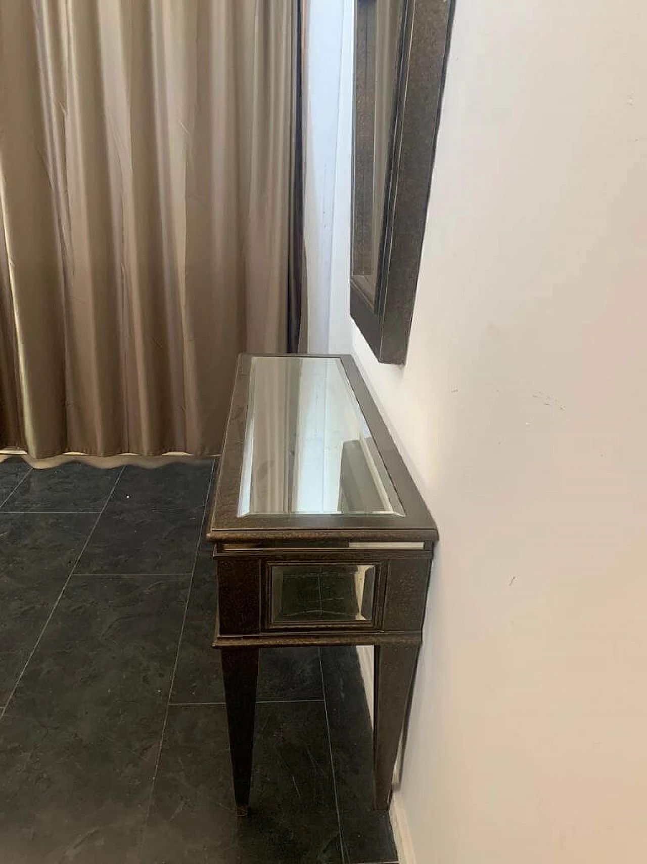 Console table and mirror with metal leaf produced by Lam Lee Group, 1990s 10