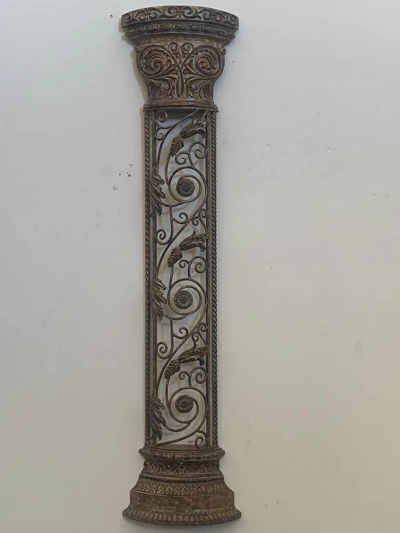 Pair of Art Nouveau style half pilasters in wrought iron, 1970s 2