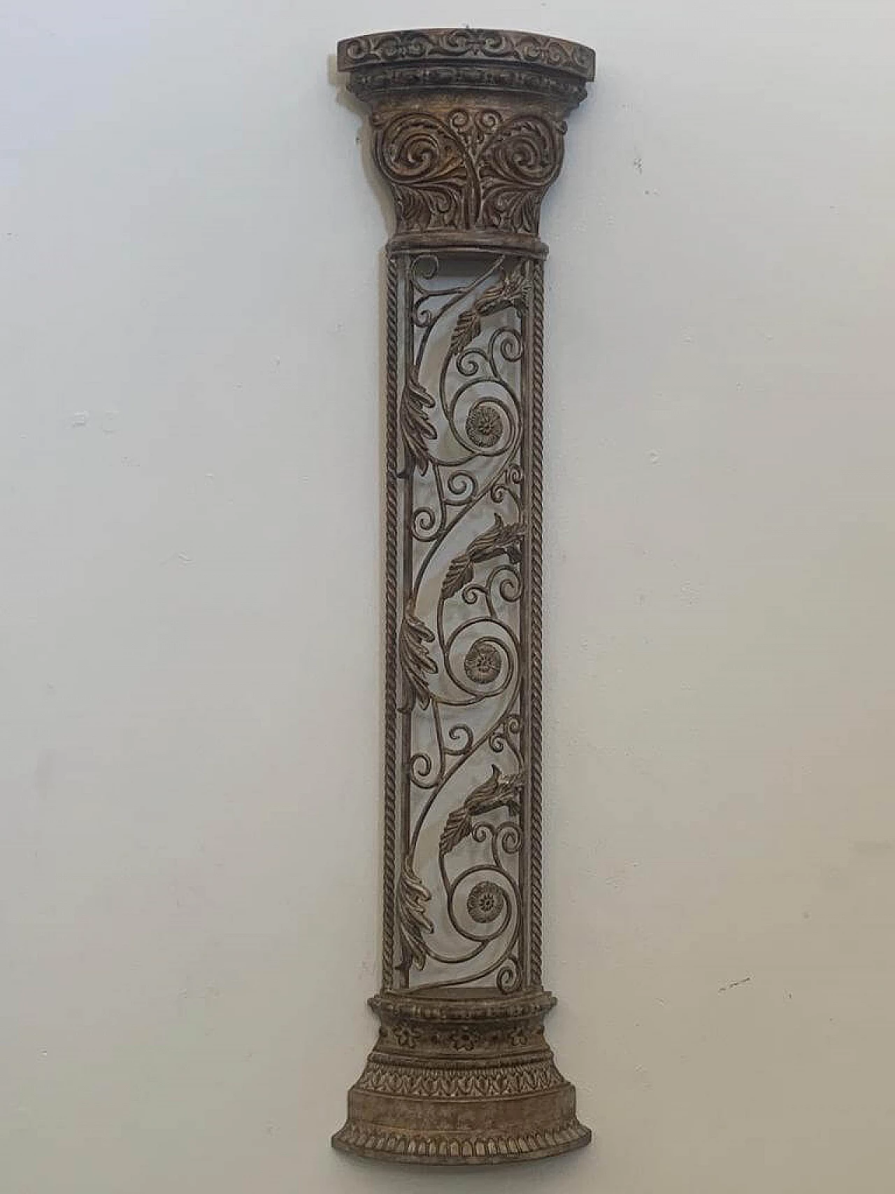 Pair of Art Nouveau style half pilasters in wrought iron, 1970s 3