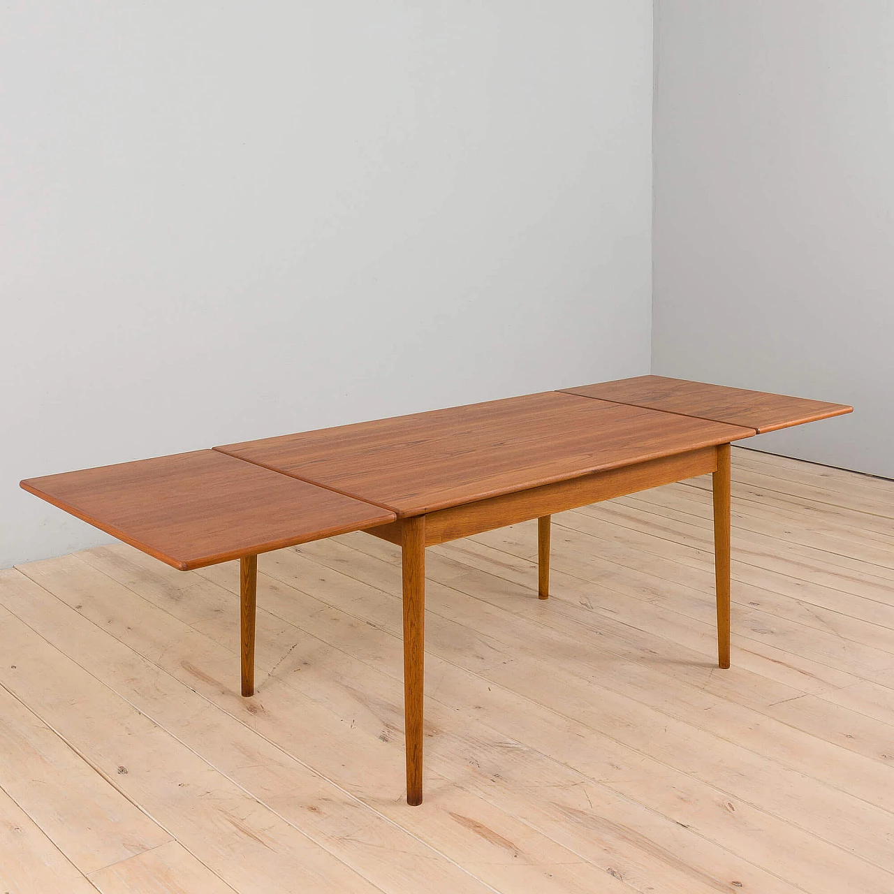 Danish rectangular extendable teak dining table, 1960s 3