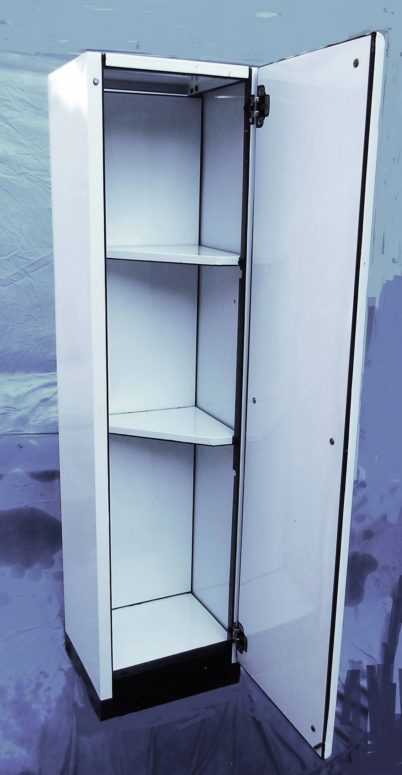 Column cabinet by Soal in white enameled metal, 1960s 5