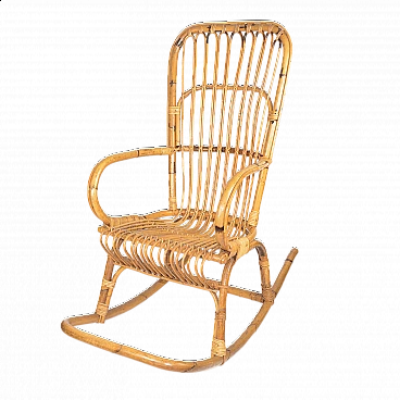 Danish rattan rocking chair Scandinavian style, 1970s