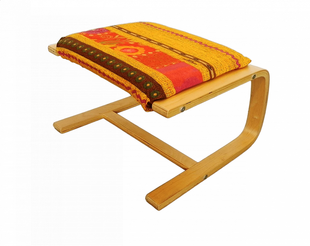 Sgabello in legno di betulla curvato con seduta imbottita 12