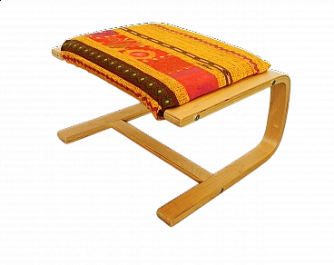 Sgabello in legno di betulla curvato con seduta imbottita