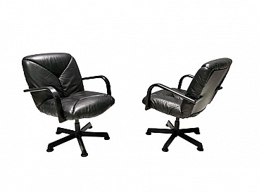 Pair of leather office chairs by Vico Magistretti for ICF Design, 1978