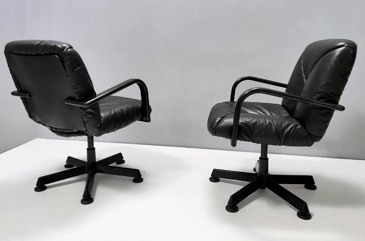 Pair of leather office chairs by Vico Magistretti for ICF Design, 1978 6