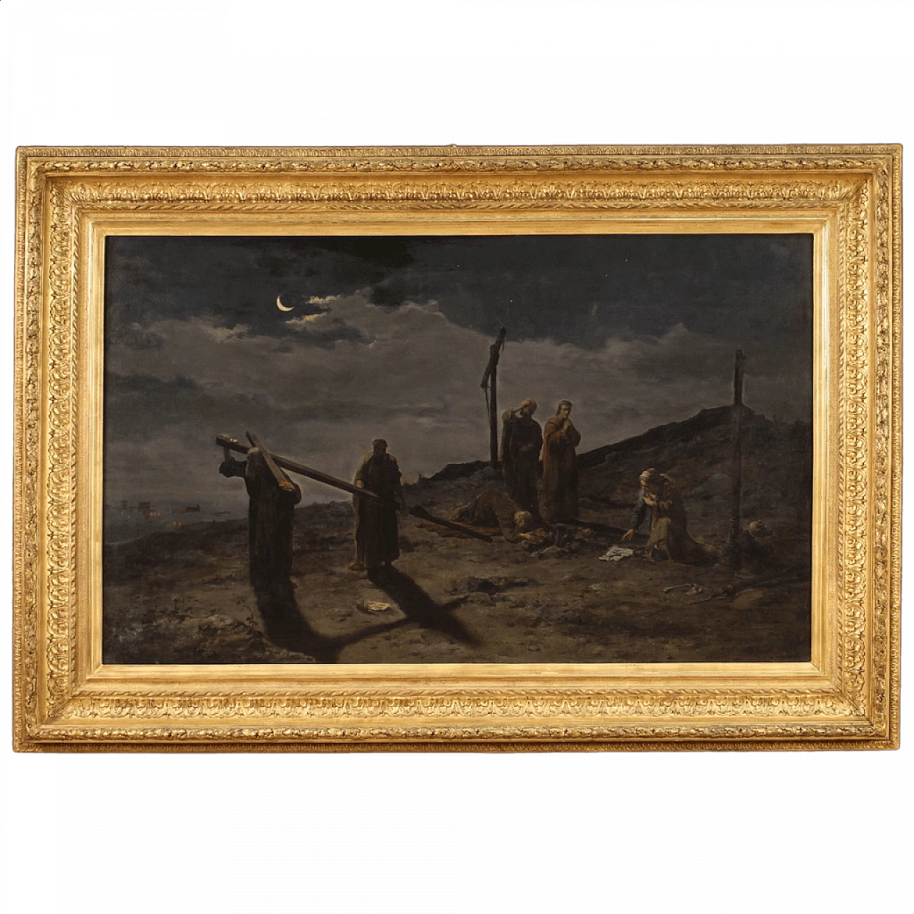 Oil on canvas depicting night scene signed and dated, 19th century 13