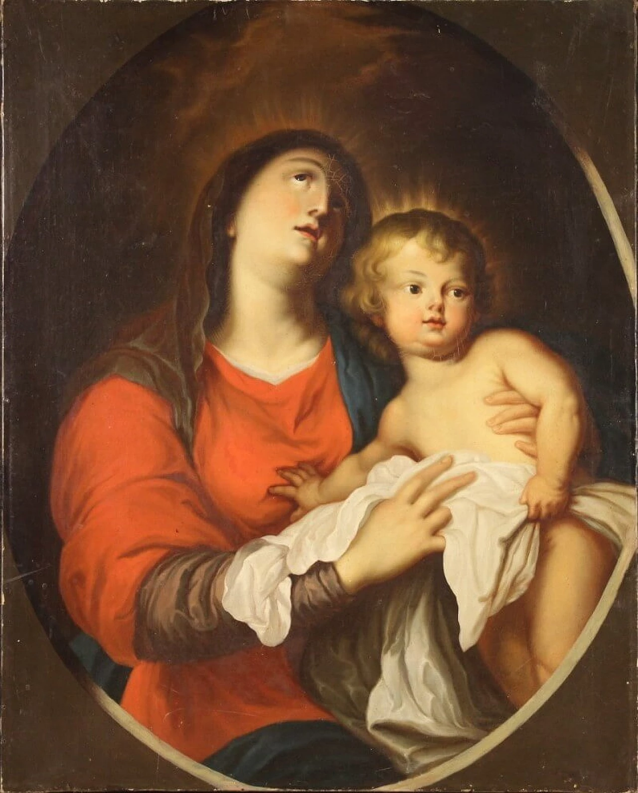Olio su tela Madonna con bambino, '800 25