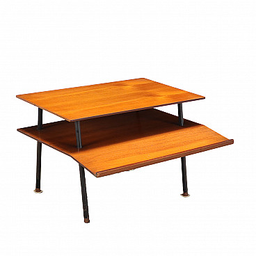 Tavolino in mogano e ottone, anni '60