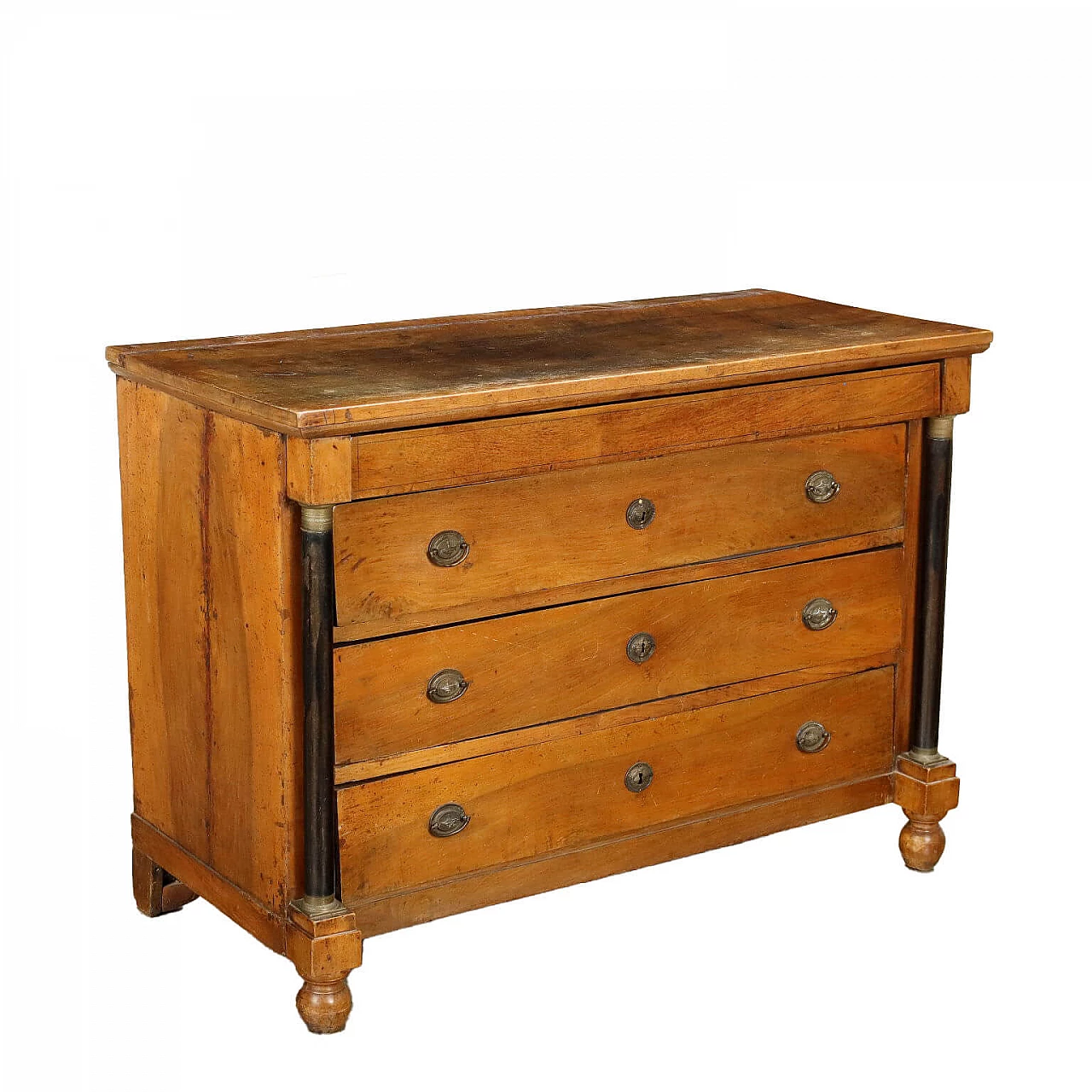 Emilian Empire chest of drawers in walnut, 19th century 1