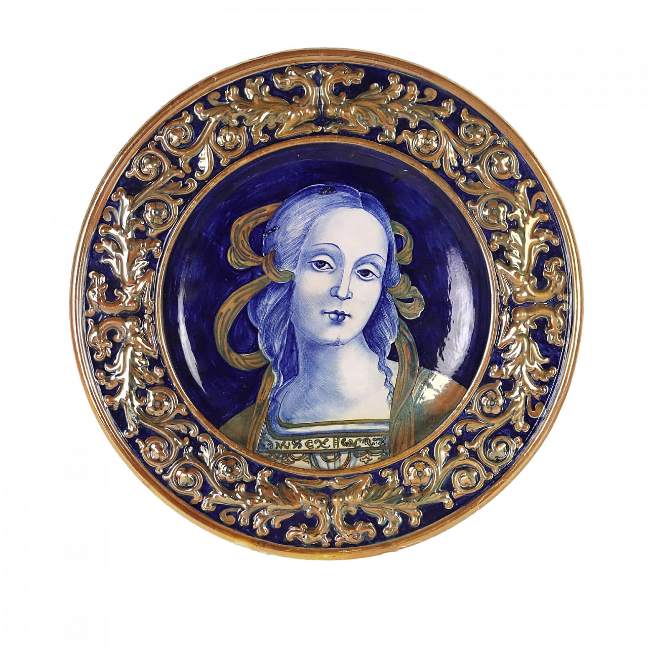 Piatto Neo Rinascimentale in ceramica, anni '50 1