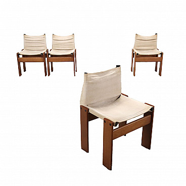 4 Monk Chairs by Afra and Tobia Scarpa for Molteni, 1970s
