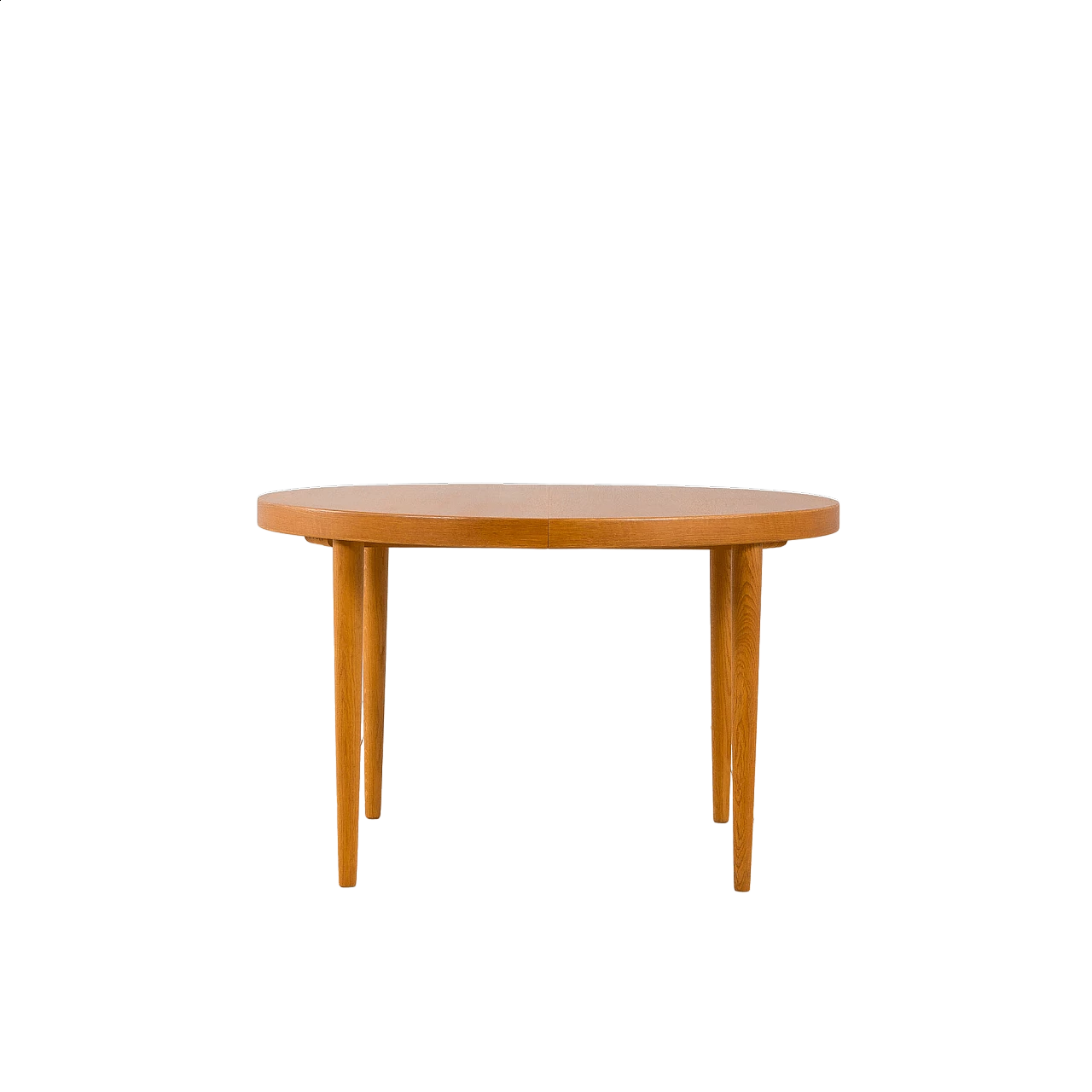 Extendable round oak dining table, 1960s 12