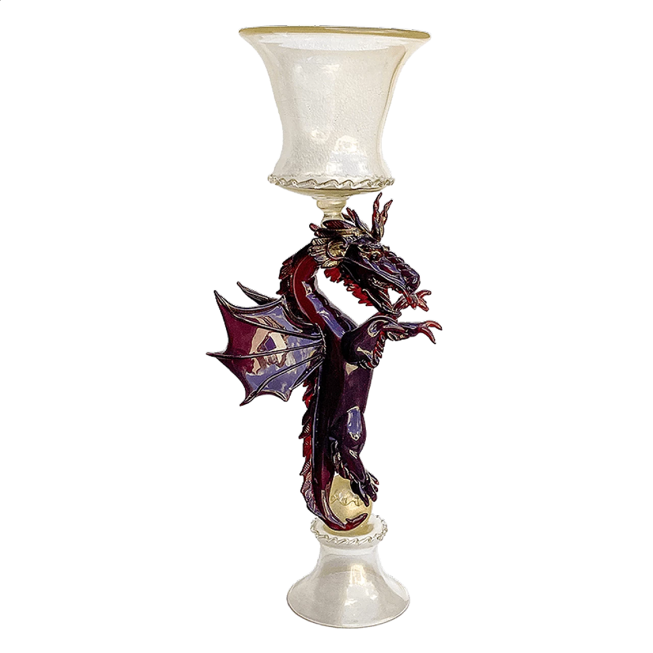 Coppa con drago in vetro di Murano, fine '900 8