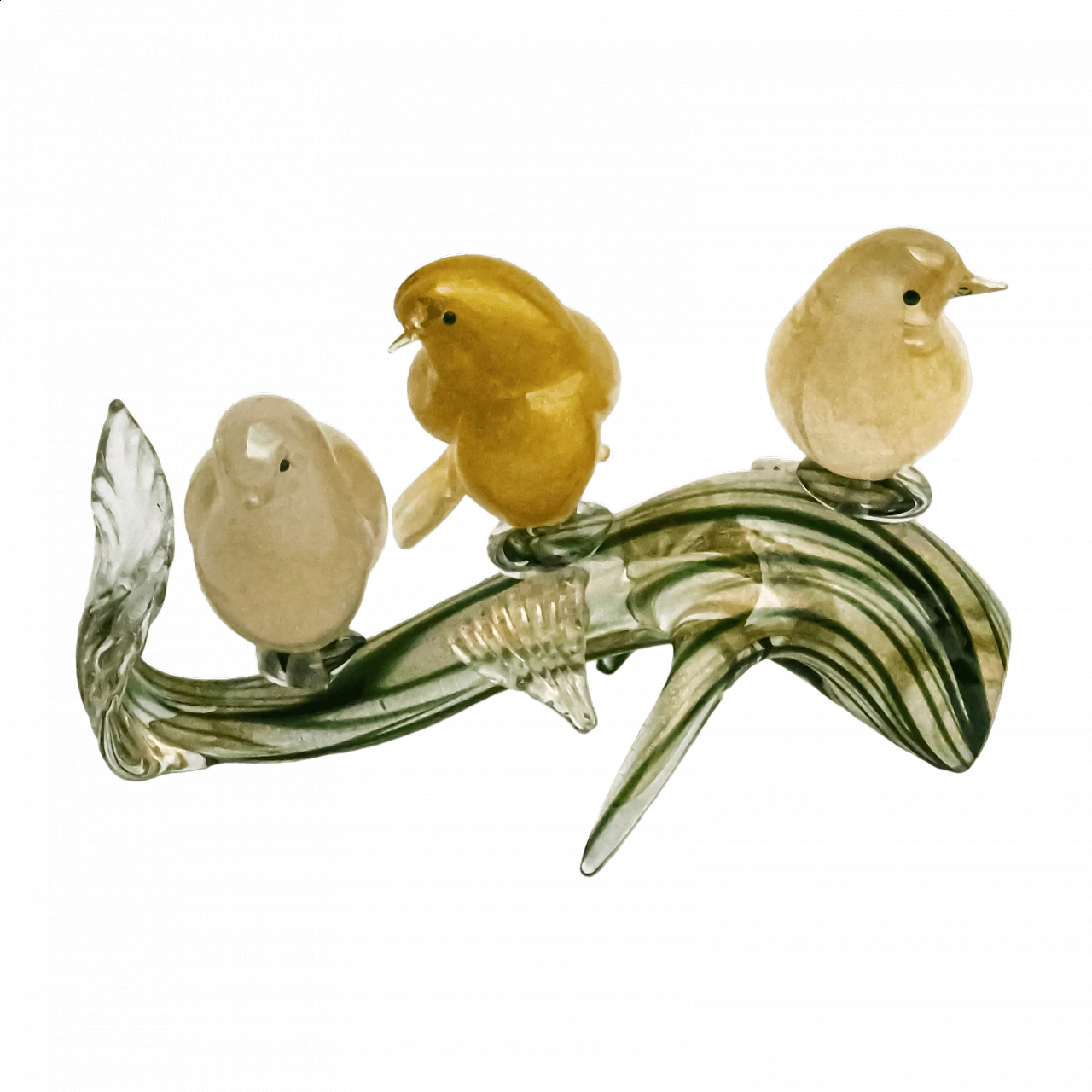 Branch with birds in Murano glass signed Secci, late 20th century 8