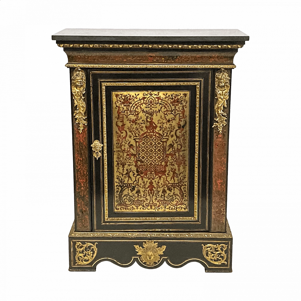 One-door cabinet in "Boulle" inlay with marble top, Napoleon III, mid-19th century 11