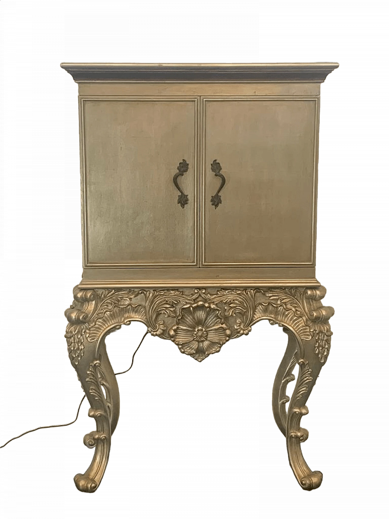 Baroque style bar cabinet covered in silver leaf, 1980s 18