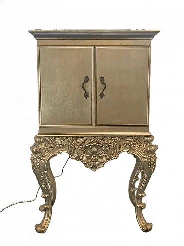 Baroque style bar cabinet covered in silver leaf, 1980s