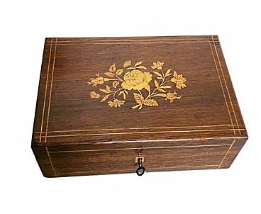 Napoleon III style walnut casket with inlays, late 19th century