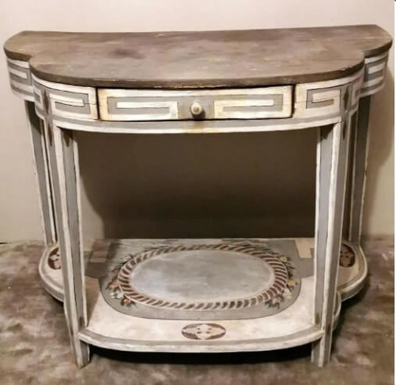 White lacquered wood console in Louis XV style, late 18th century 2