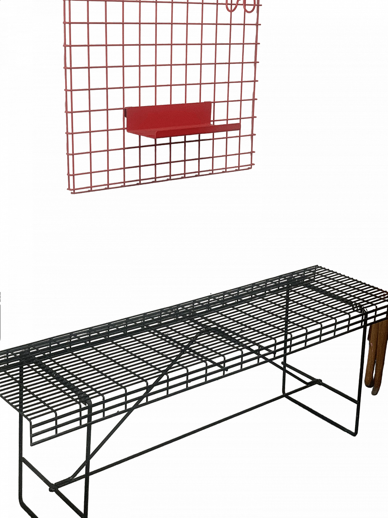 Panca e portaoggetti in metallo di Robot, anni '80 9