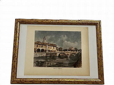 Giannino Grossi, Ponte di Boffalora Sopra Ticino, stampa a colori, 1932