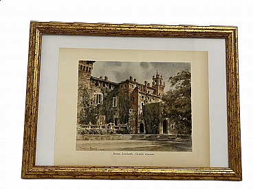Giannino Grossi, Castello visconteo di Somma Lombardo, stampa a colori, 1932