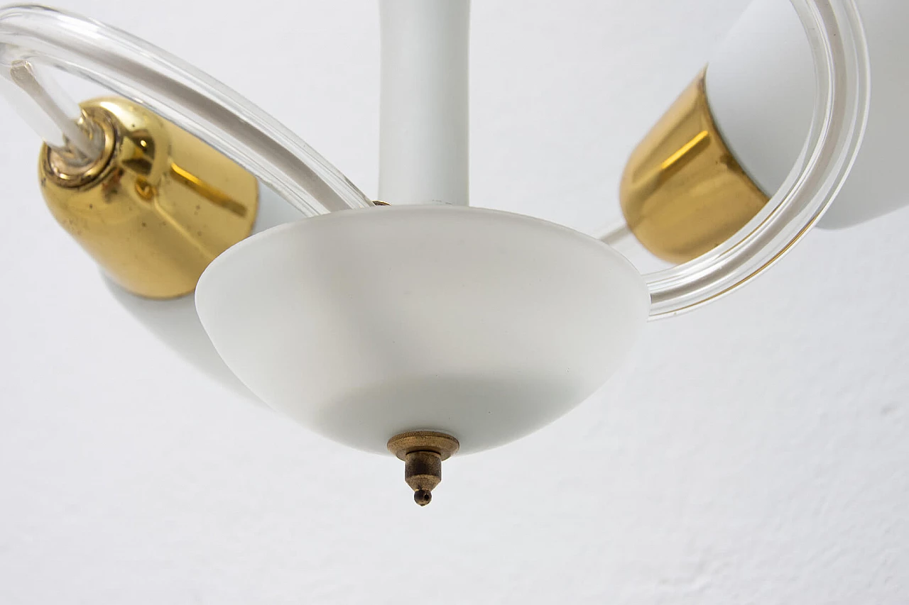 Glass and brass ceiling lamp, 1960s 9