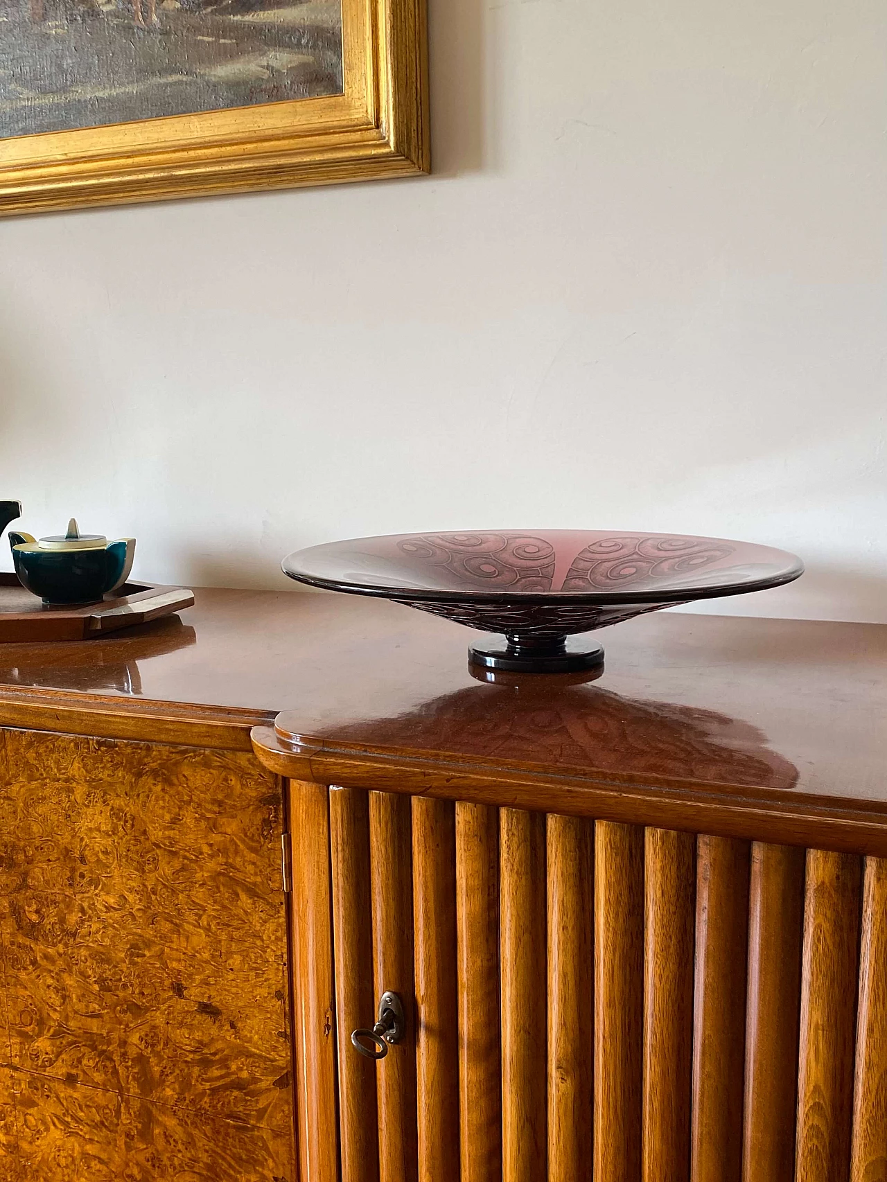 Centrotavola in vetro viola di Charles Schneider per Le Verre Francais, anni '30 4