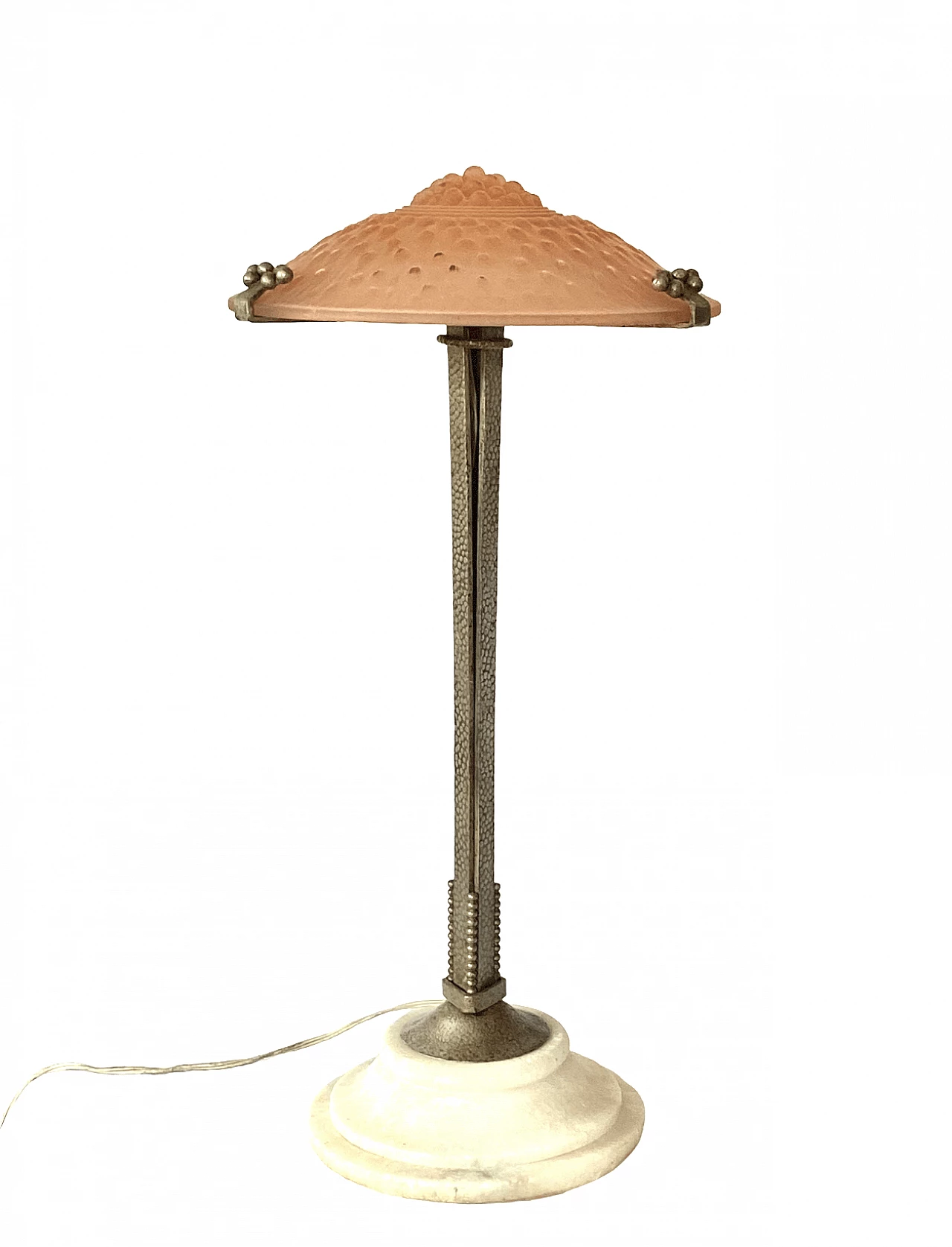 Pink table lamp attributed to Edgar Brandt for Muller Freres Luneville, 1930s 1