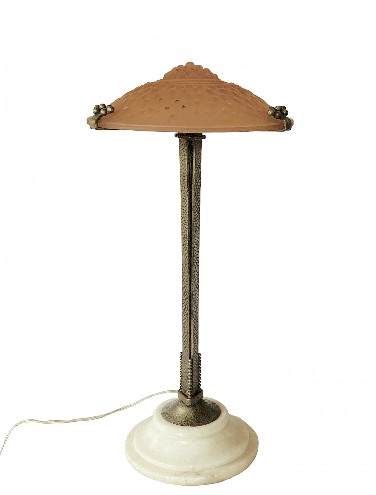 Pink table lamp attributed to Edgar Brandt for Muller Freres Luneville, 1930s 5