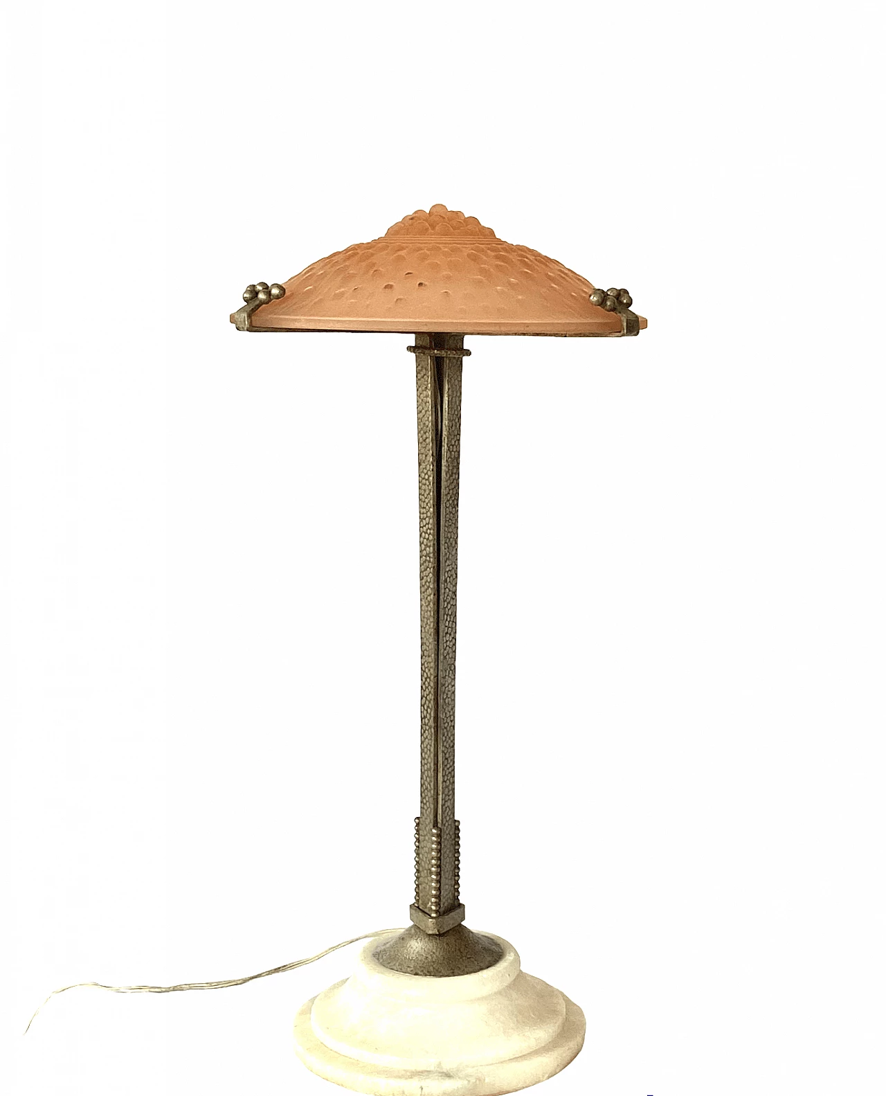 Pink table lamp attributed to Edgar Brandt for Muller Freres Luneville, 1930s 8