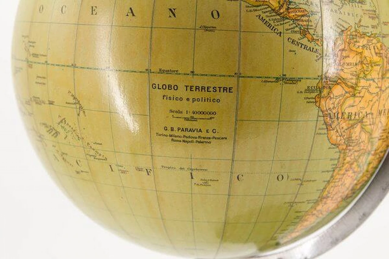Metal and paper globe by Paravia, 1950s 3