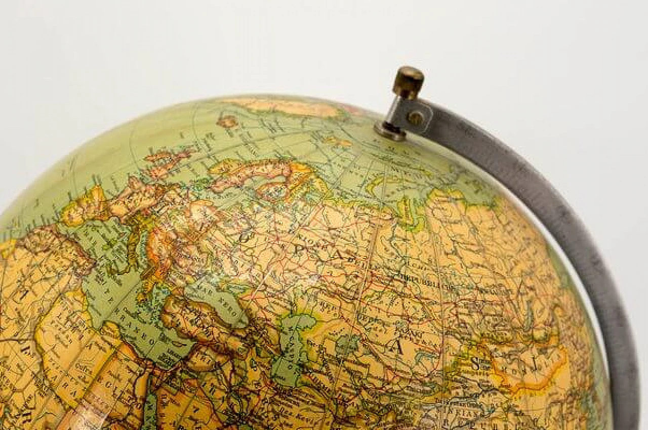 Mappamondo in metallo e carta di Paravia, anni '50 5