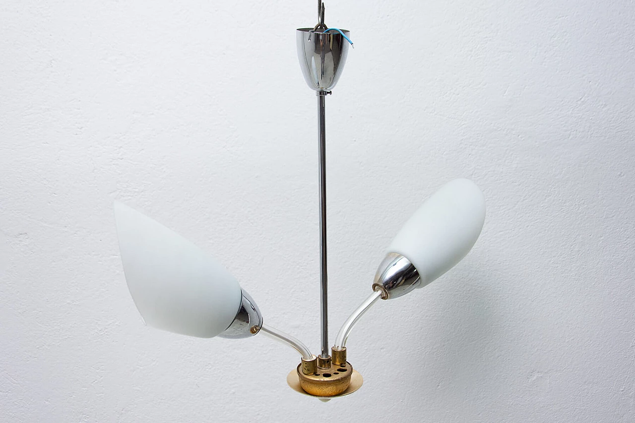 Brass and glass flower-shaped pendant lamp, 1960s 4