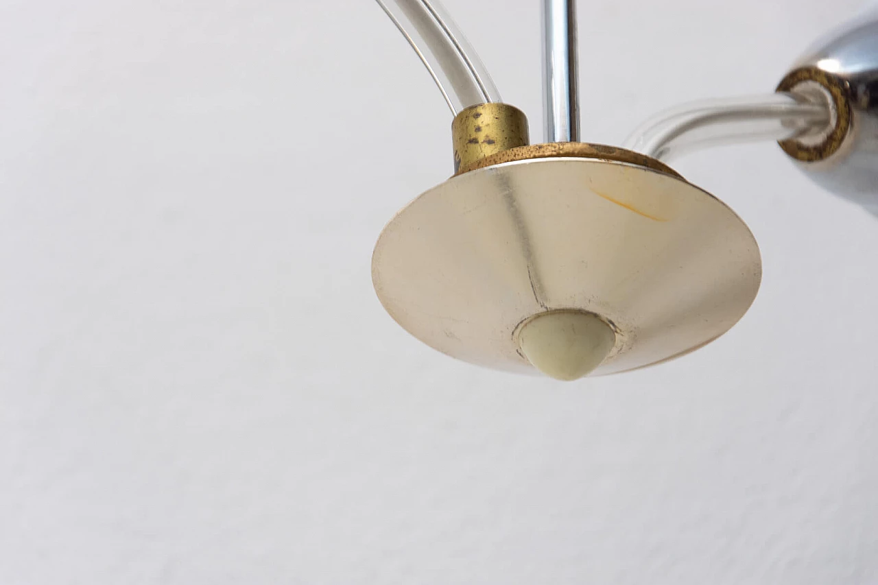 Brass and glass flower-shaped pendant lamp, 1960s 6
