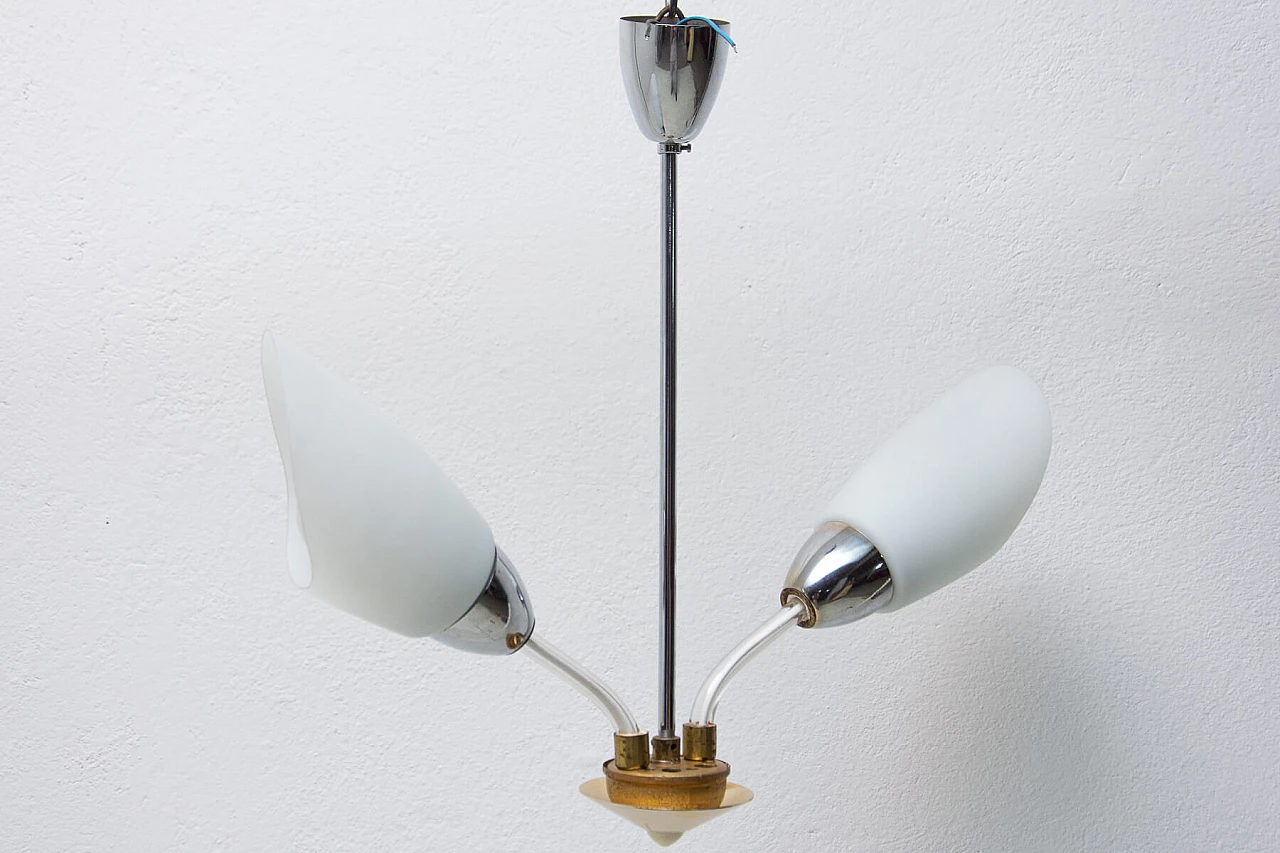 Brass and glass flower-shaped pendant lamp, 1960s 13