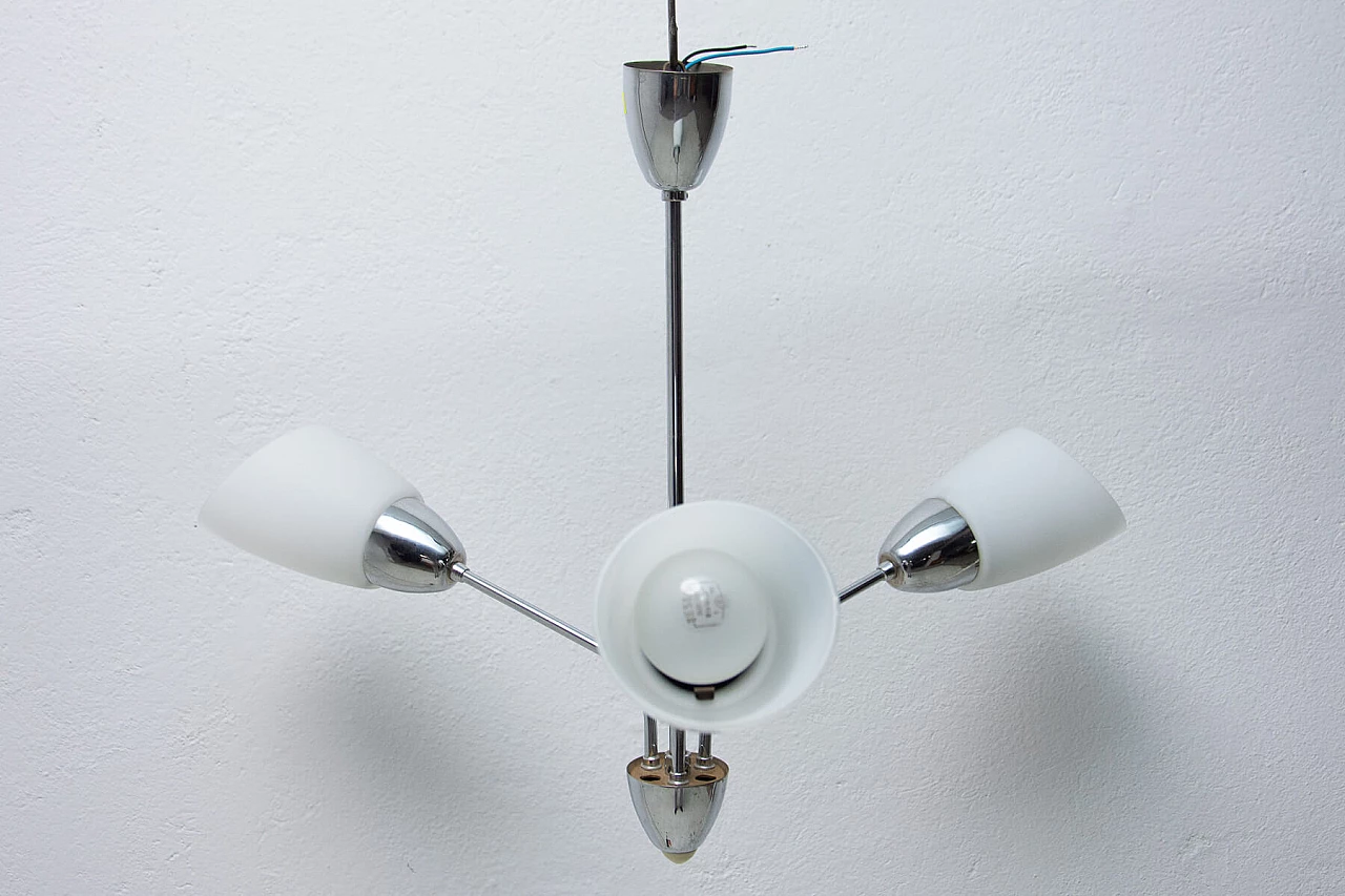 Glass and metal ceiling lamp, 1960s 2