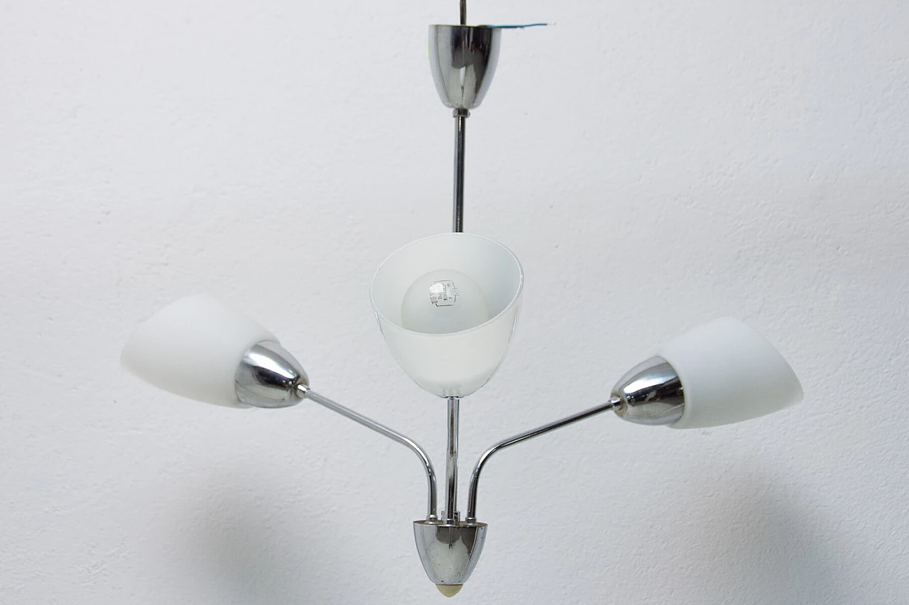 Glass and metal ceiling lamp, 1960s 12