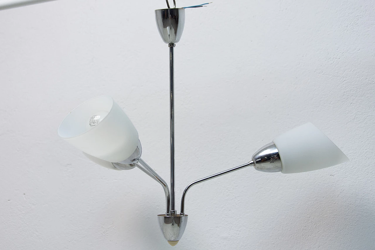 Glass and metal ceiling lamp, 1960s 13