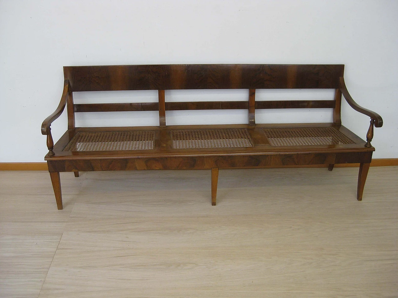 Pair of walnut and Vienna straw sofas, 19th century 2