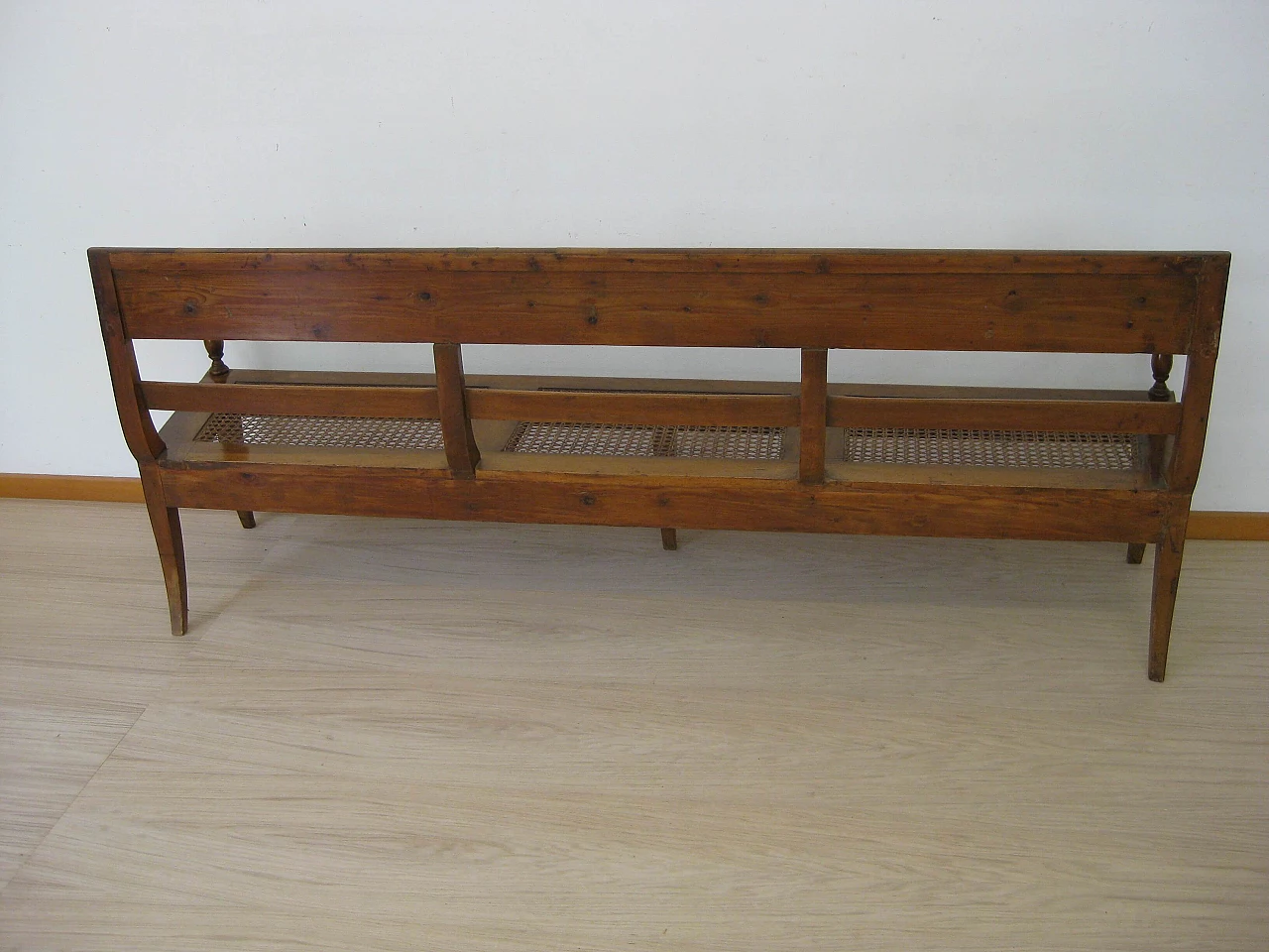 Pair of walnut and Vienna straw sofas, 19th century 3