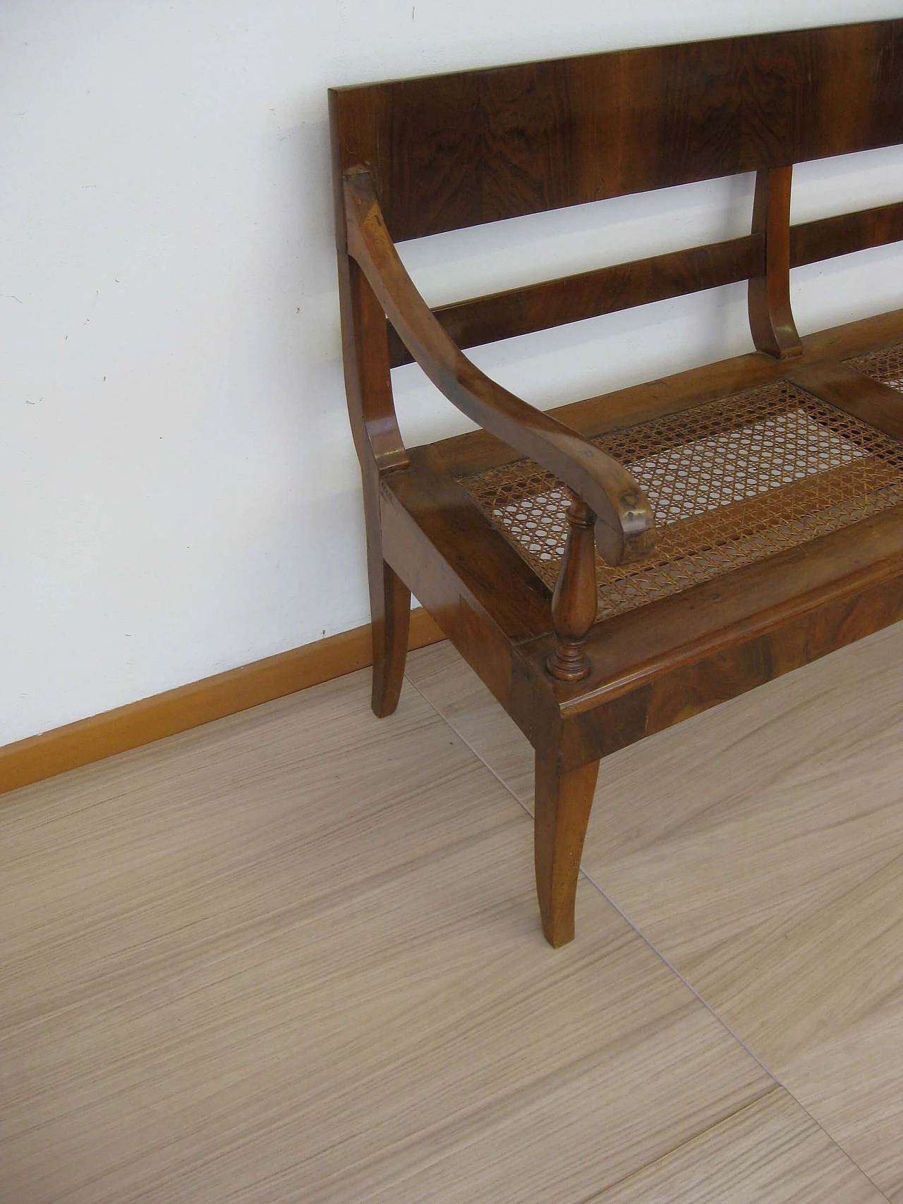 Pair of walnut and Vienna straw sofas, 19th century 5
