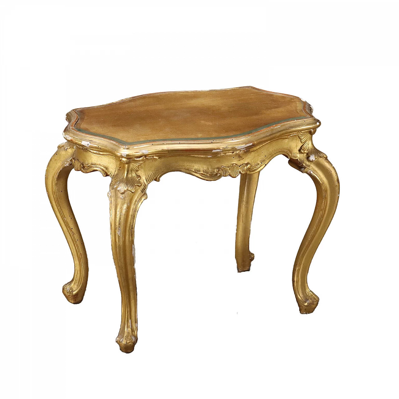 Gilt wooden coffee table in Rococò style, 19th century 1