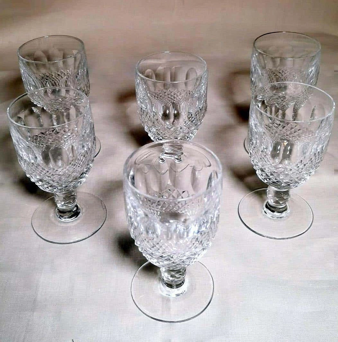 6 Ground crystal liqueur glasses in Beaux-Art style, 1920s 2