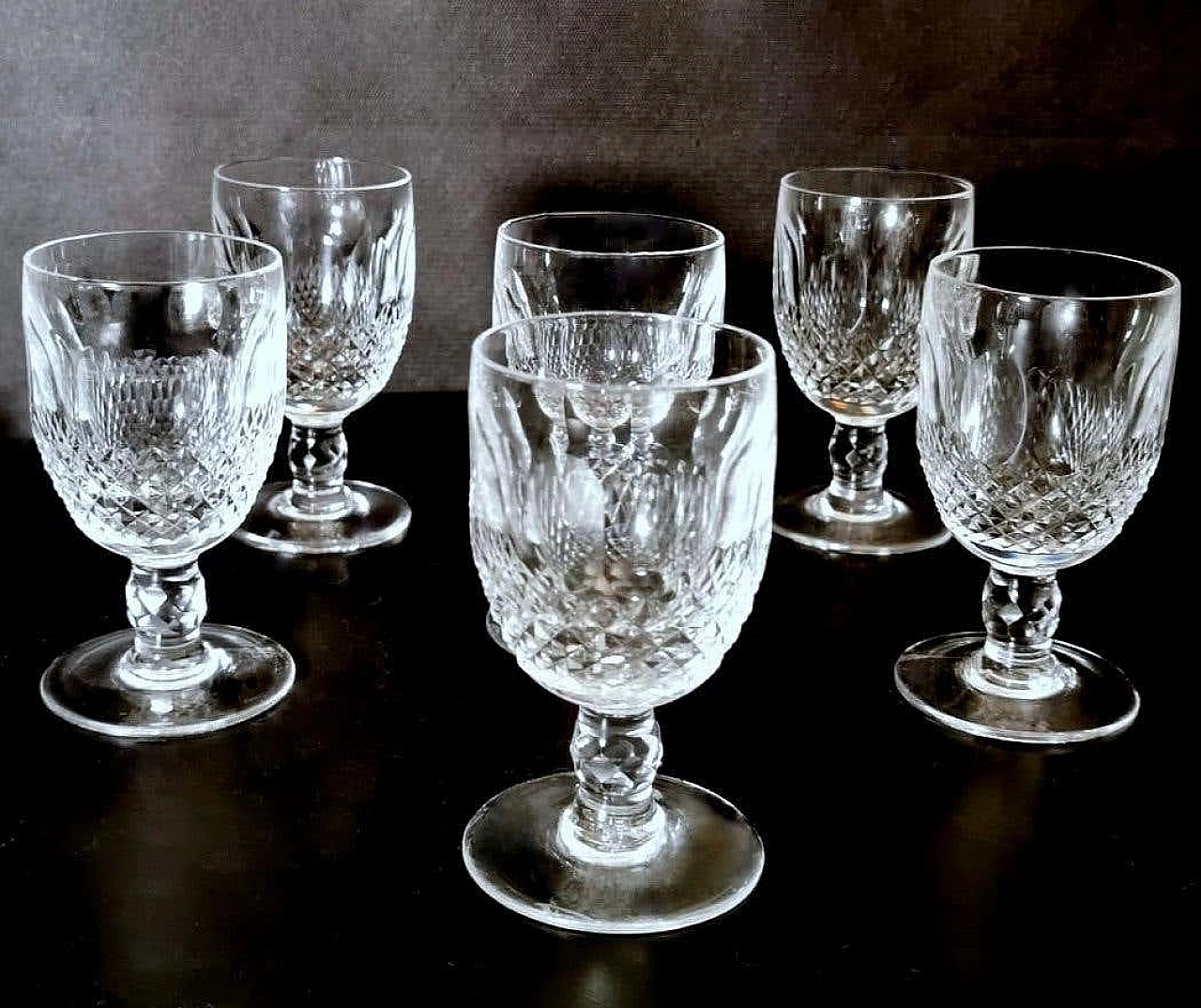 6 Ground crystal liqueur glasses in Beaux-Art style, 1920s 5