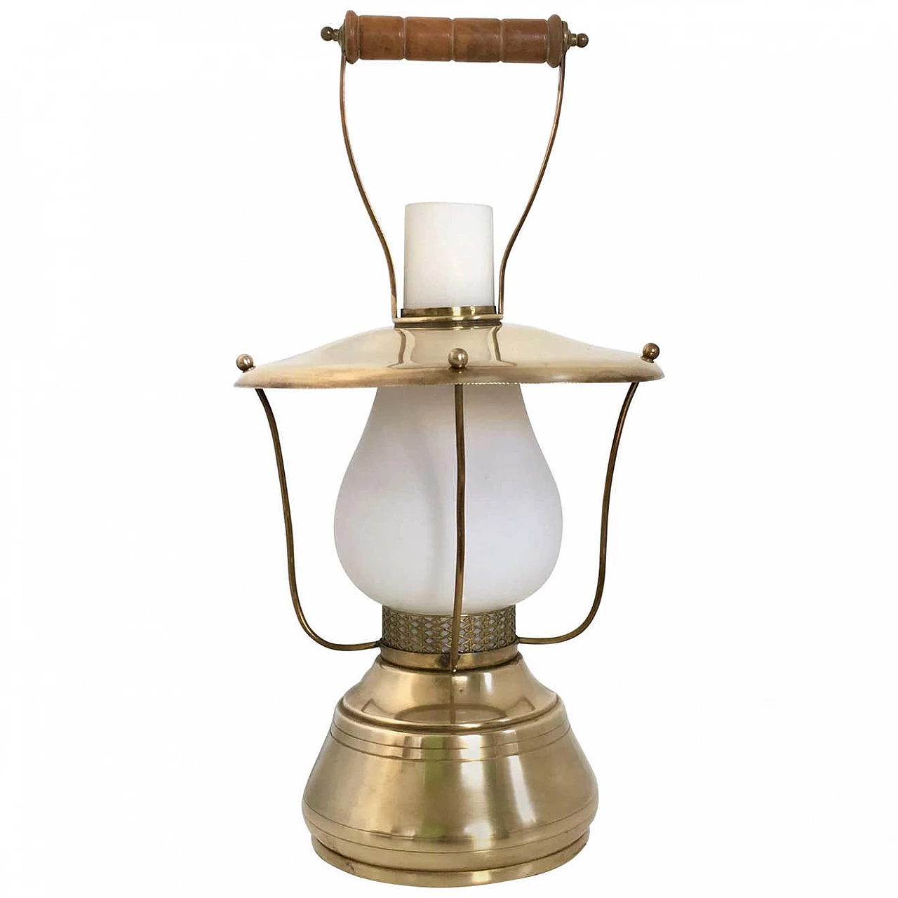 Brass and encased glass lantern table lamp, 1950 1