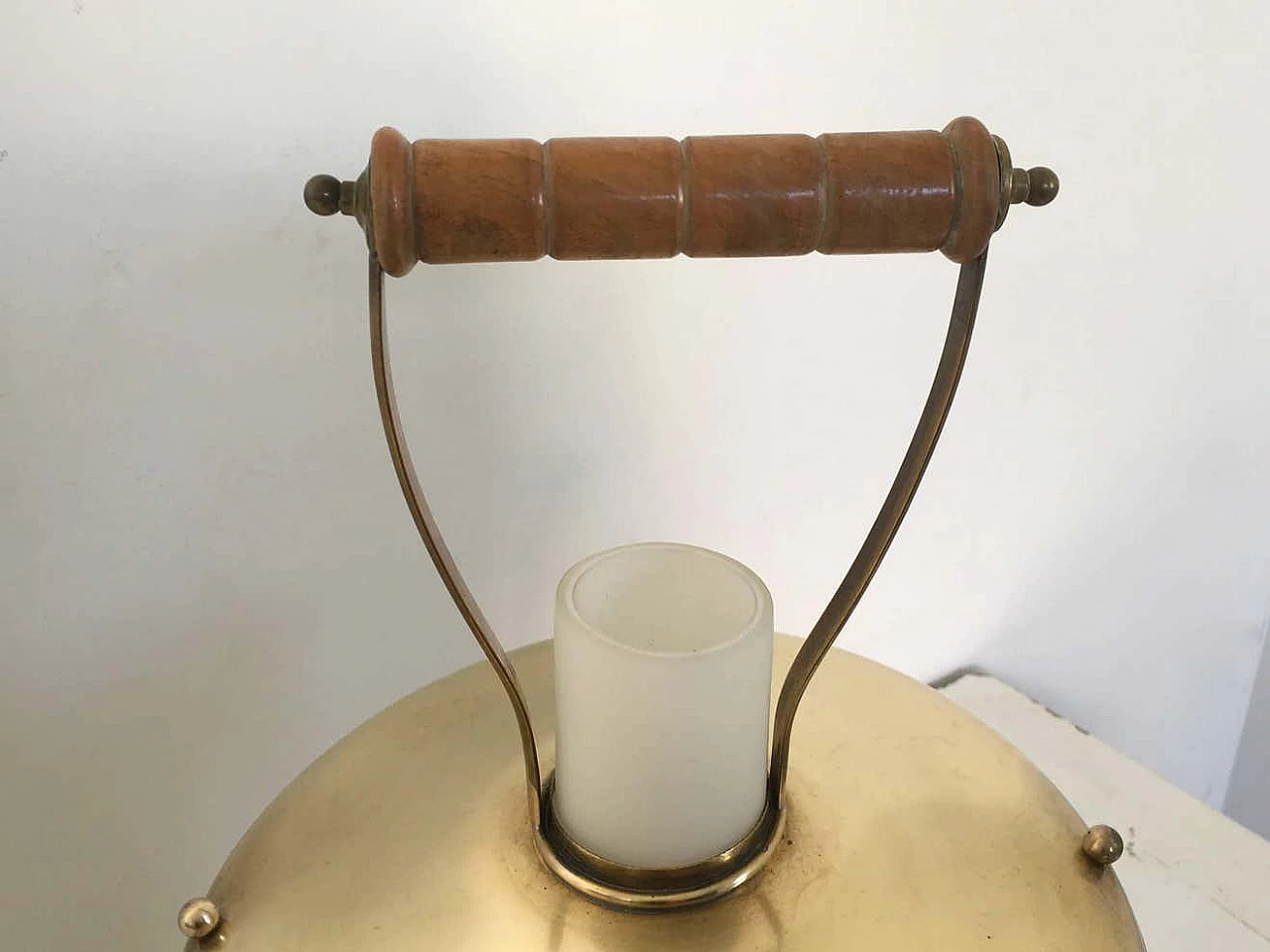 Brass and encased glass lantern table lamp, 1950 4